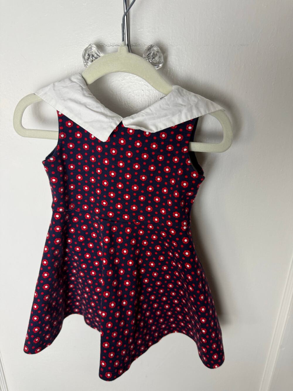 Janie and Jack Blue Red Mod Floral Collared Sleeveless Preppy Dress 12-18 MOS